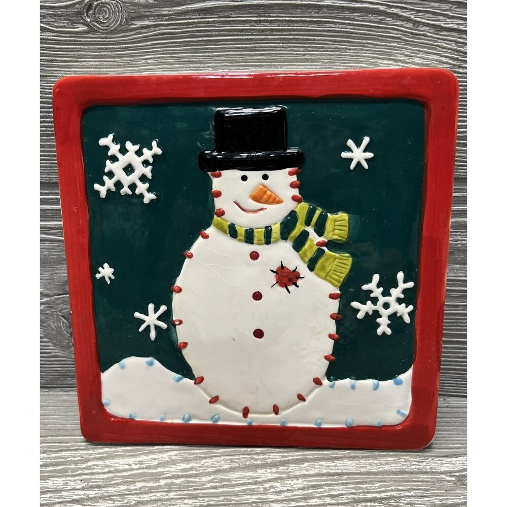 Boston Warehouse Snowman Winter Twinkle Ceramic Trivet Wall Hanging Christmas